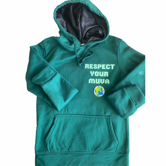 Satin Lined Eco Hoodie- Green